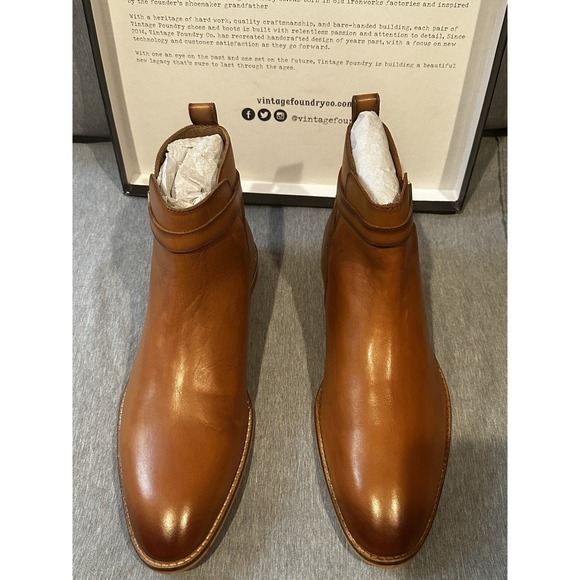 Vintage Foundry Co "Malik" Boots Tan Leather Size US 9, Uk 8, EUR 42 - Picture 1 of 12